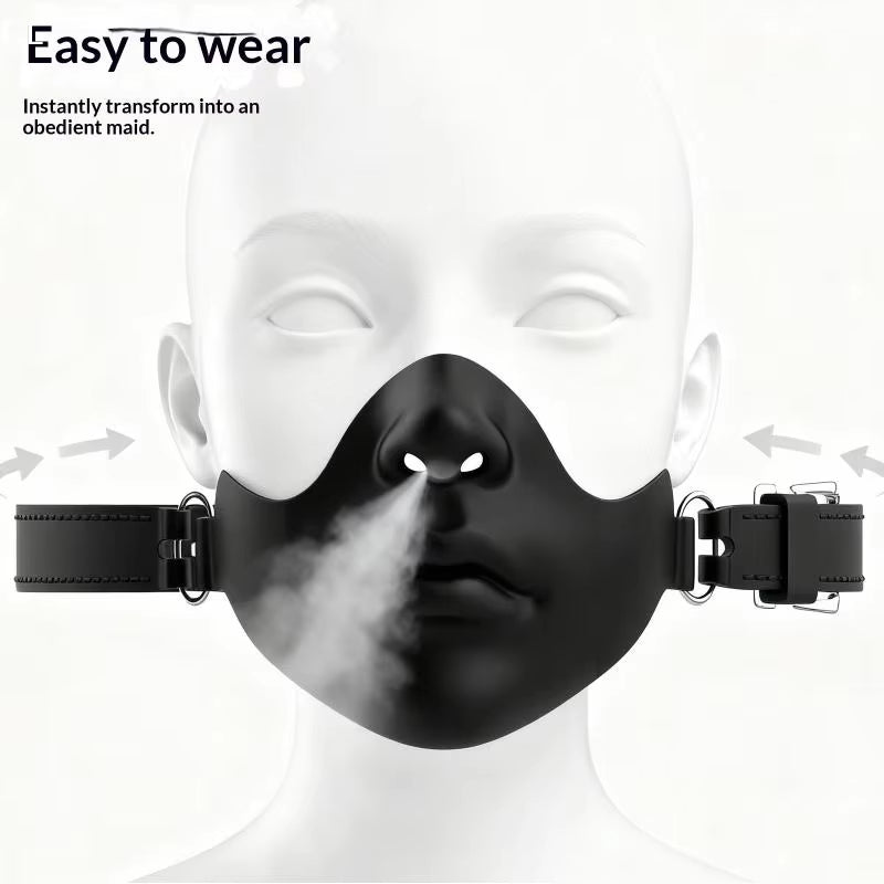 Demi-masque noir mat en silicone pour Halloween et cosplay