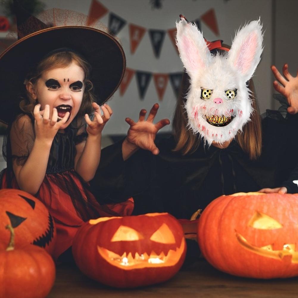 Masque de lapin ensanglanté en peluche pour Halloween