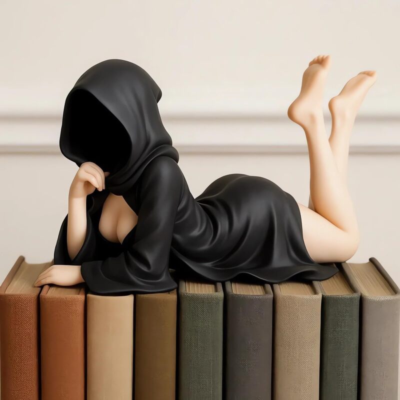 Statue Femme Assise en Résine - Décoration Halloween pour Bureau, Chambre ou Salon