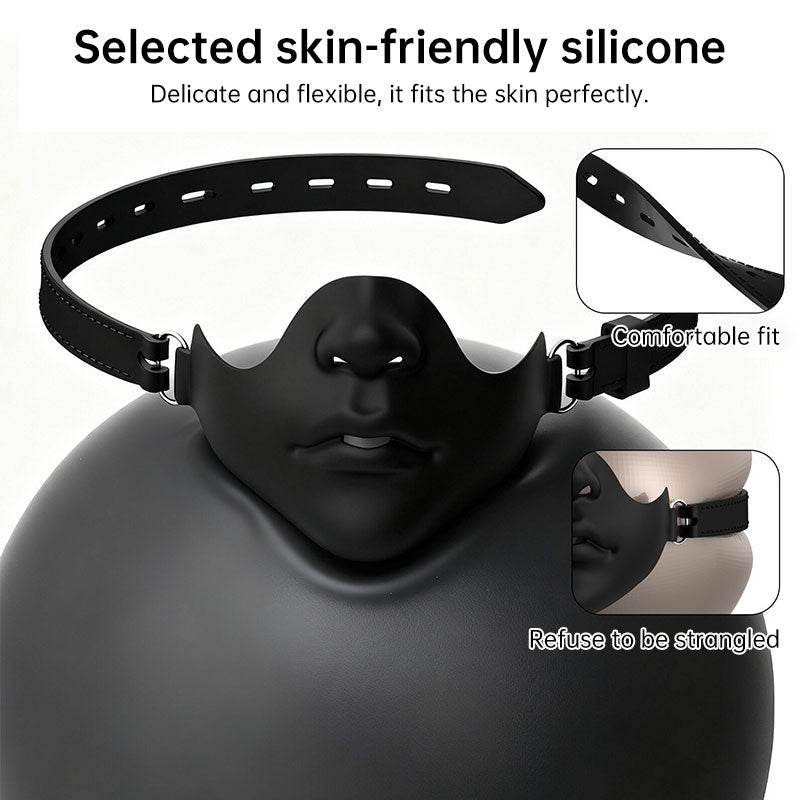Demi-masque noir mat en silicone pour Halloween et cosplay