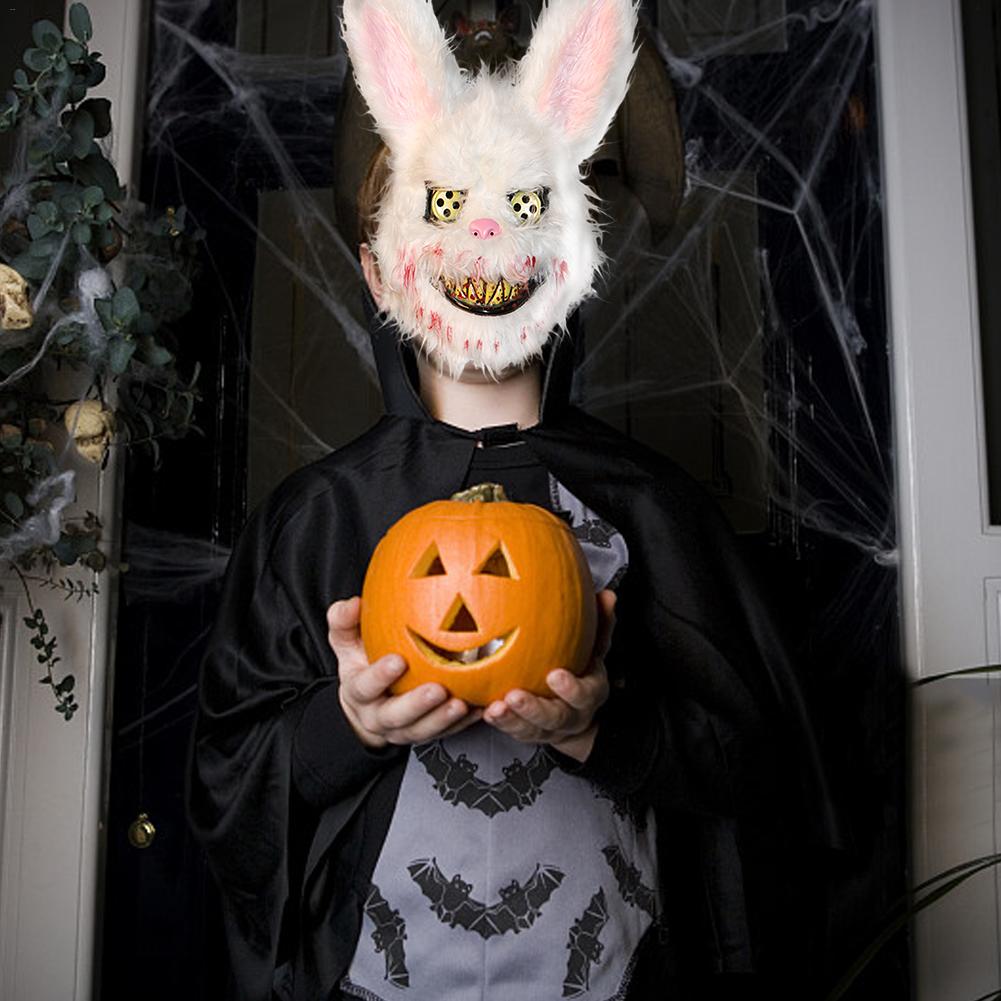 Masque de lapin ensanglanté en peluche pour Halloween