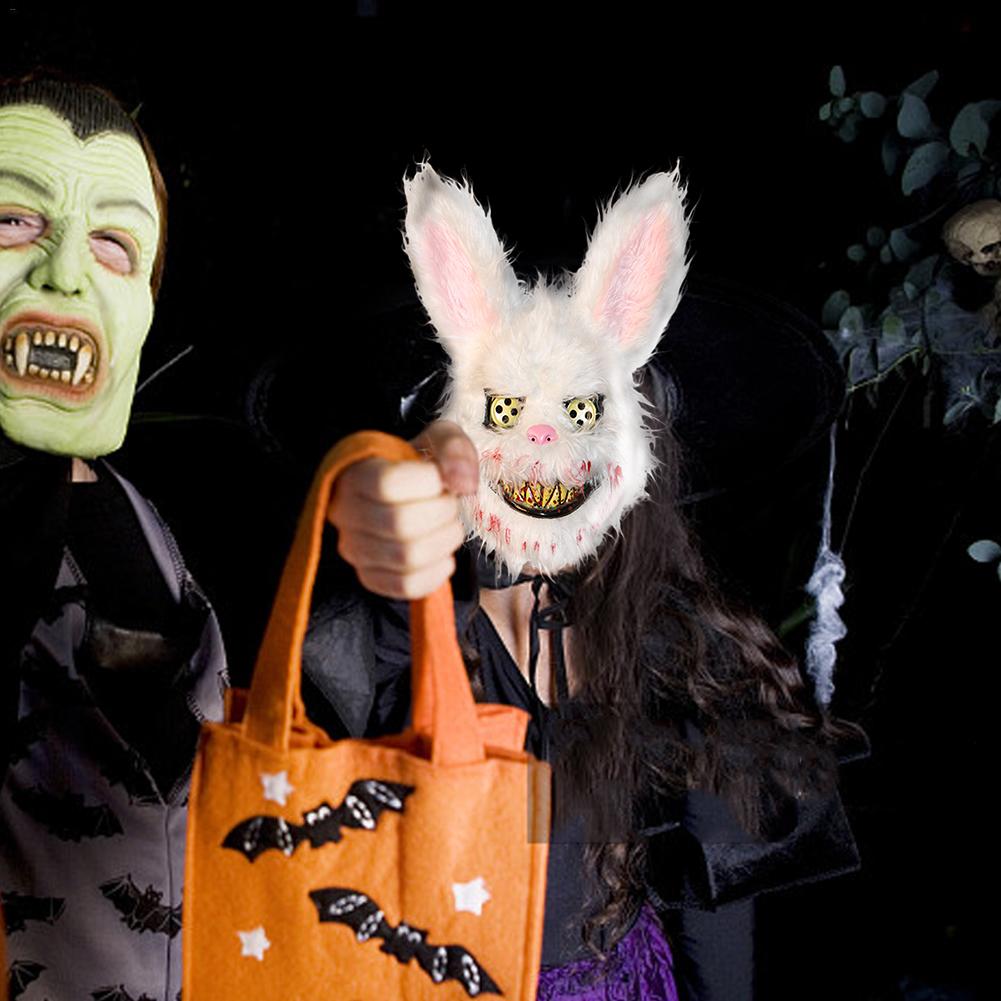 Masque de lapin ensanglanté en peluche pour Halloween