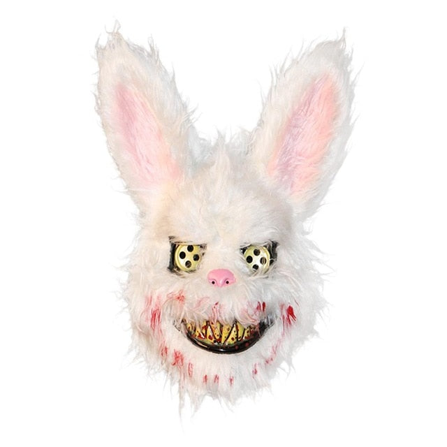 Masque de lapin ensanglanté en peluche pour Halloween