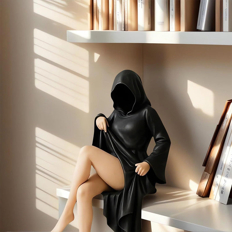 Statue Femme Assise en Résine - Décoration Halloween pour Bureau, Chambre ou Salon