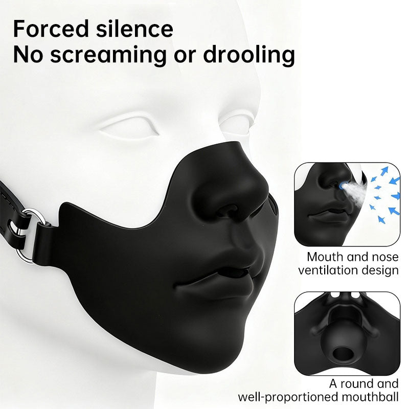 Demi-masque noir mat en silicone pour Halloween et cosplay