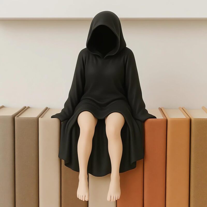 Statue Femme Assise en Résine - Décoration Halloween pour Bureau, Chambre ou Salon