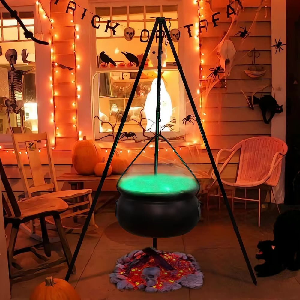 Chaudron de Sorcière Halloween Lumineux avec Trépied